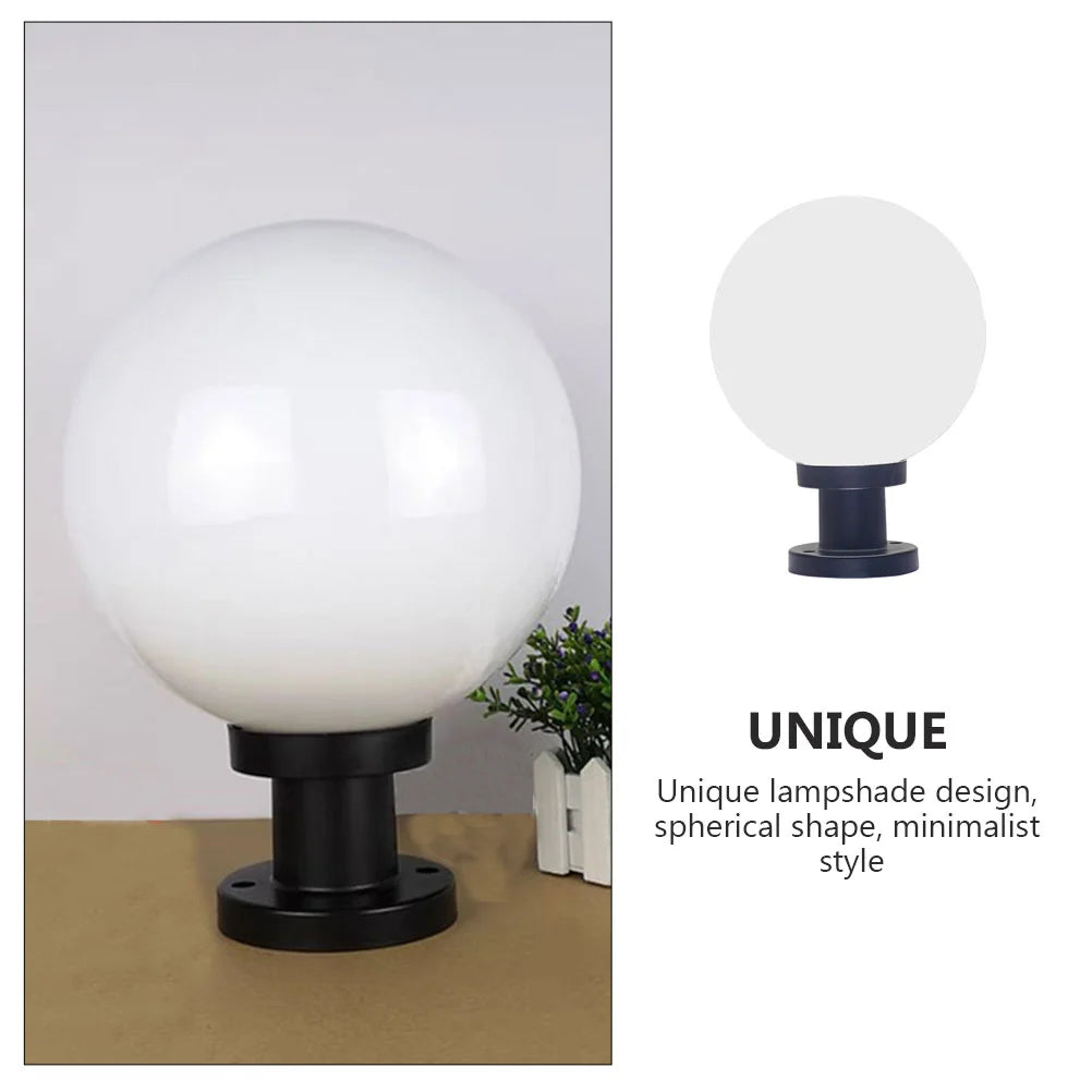 lampe sol extérieure blanc noir sphérique minimaliste fixée vis