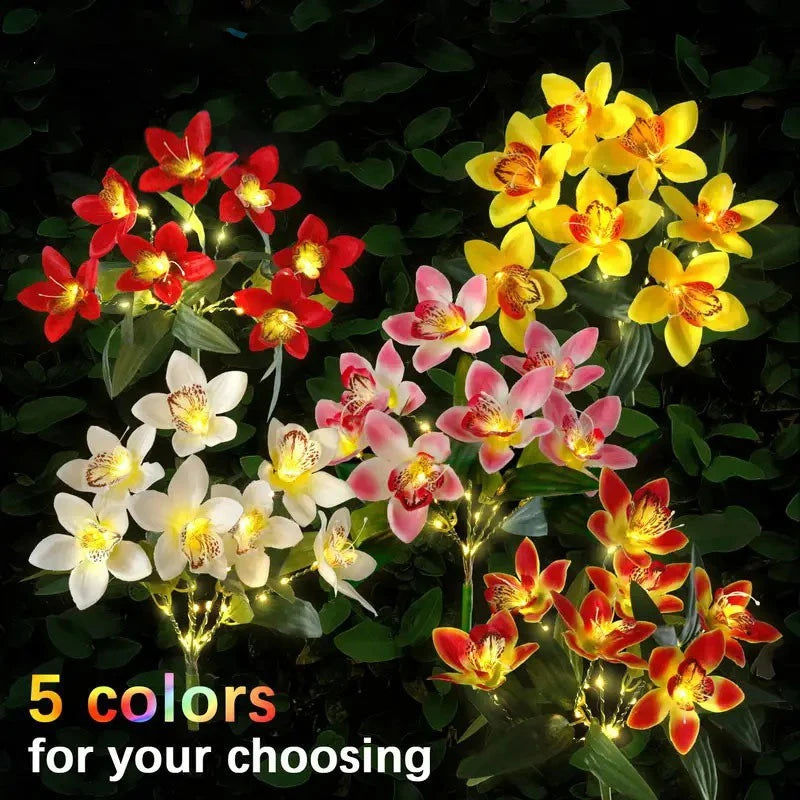fleurs artificielles led solaire rouge jaune rose blanche orange jardin extérieur