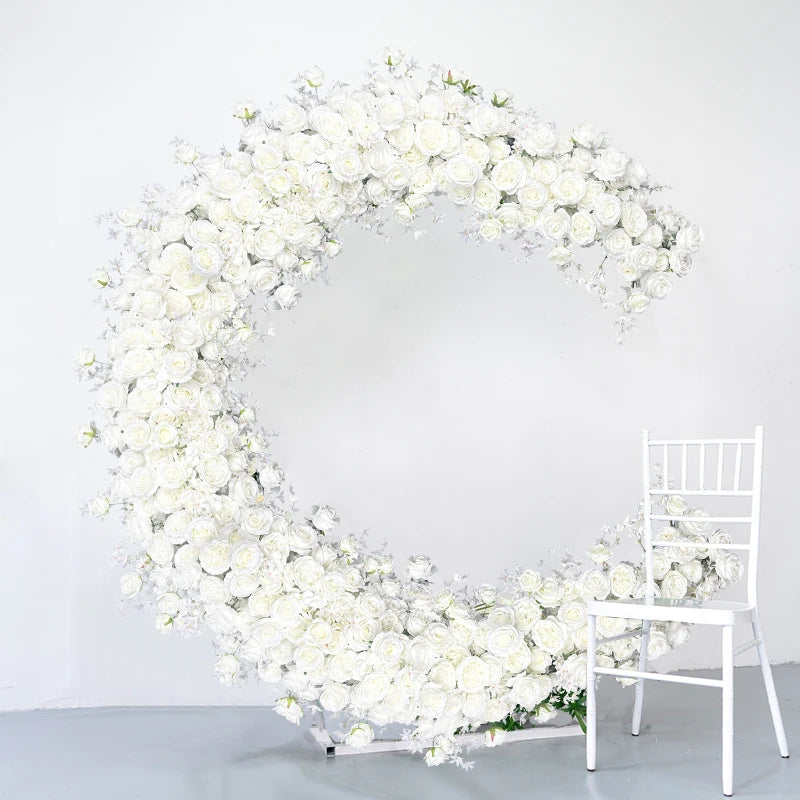 décoration florale mariage blanc romantique arche feuilles extérieur 90cm x50cm événement champêtre élégante