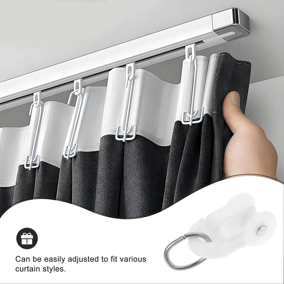 clips rideau blanc modernes pratique glisseurs tringle rideau accessoire rouleau rail rideau fixations