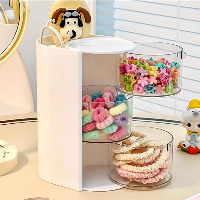 boîte rangement transparente moderne réutilisable bijoux accessoires cheveux élastiques brosse makeup