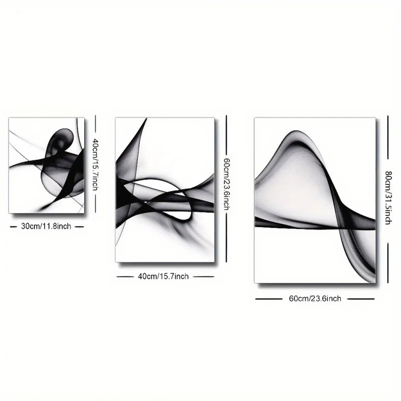 tableaux abstraits modernes noir blanc fluides salon chambre
