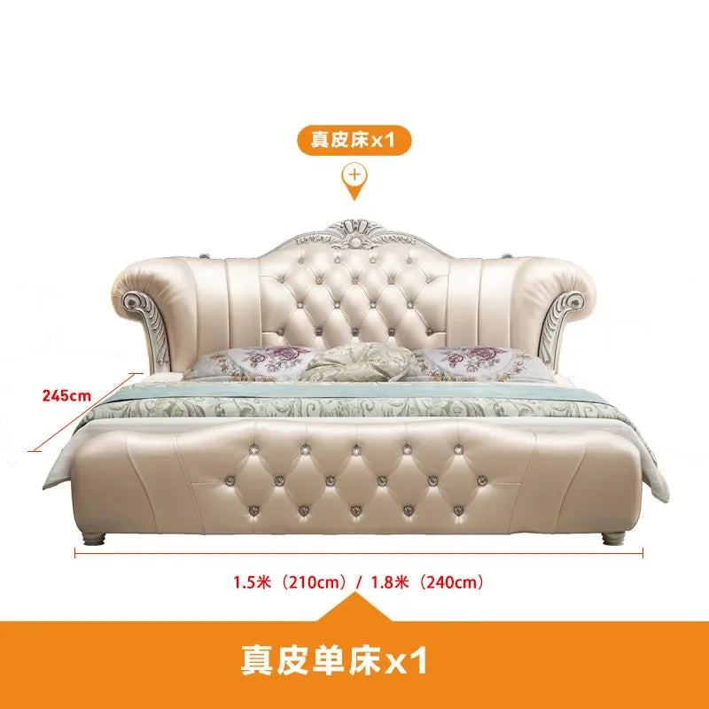 lit blanc rouge tufté cuir véritable classique luxueux chambre master