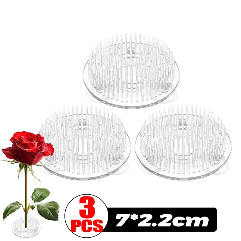 support fleurs moderne plastique blanc pointes fixation ventouse pack 3PCS