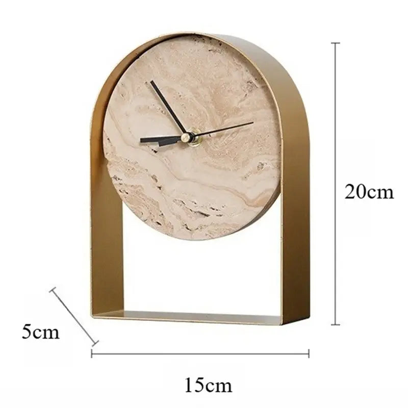 horloge table moderne statue pierre naturelle beige noir doré minimaliste