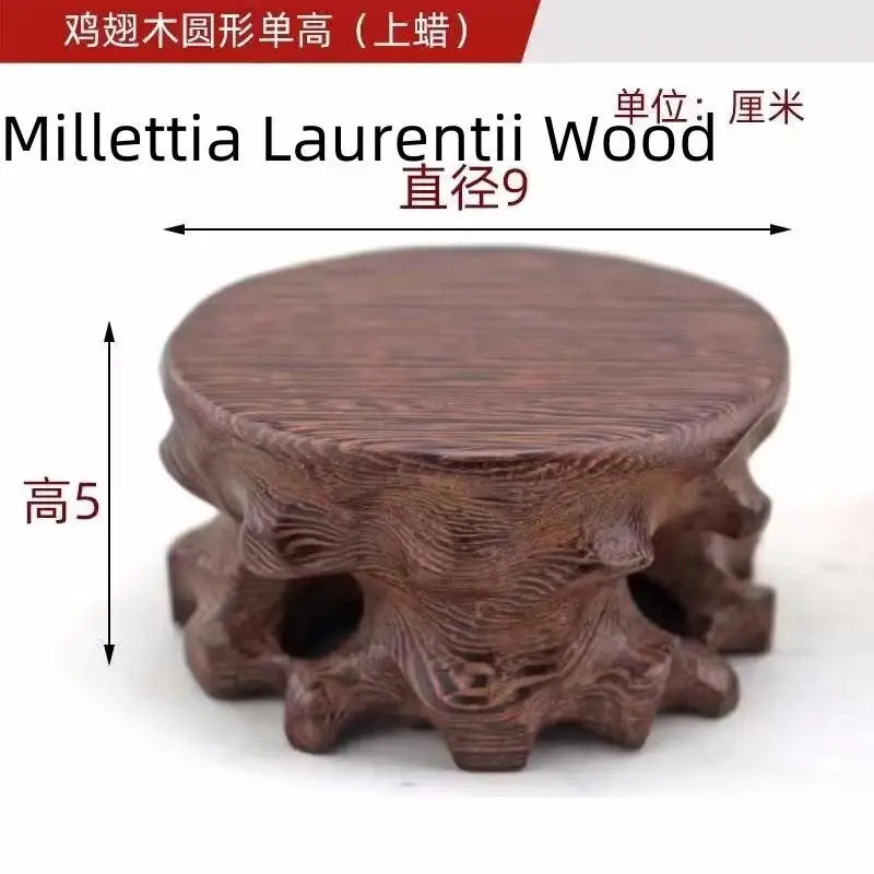 support plante bois sculpté artisanal marron foncé pot fleurs décoration végétale rustic stand