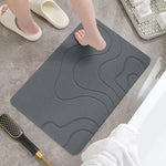 tapis bain absorbant rapide antidérapant diatomite pierre moderne minimaliste gris ondulé texturé