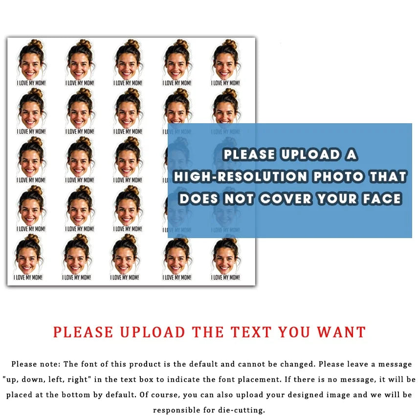stickers personnalisables adhésifs blanc multicolore visages personnes chat textes moderne opacité unique