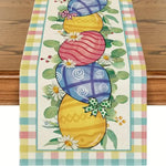 chemin table pâques lapins fleurs printemps jaune rose verte bleue pastorale imperméable polyester rectangle