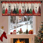 rideau noël blanc motifs flocons arbres eyelets polyester opaque traditionnel