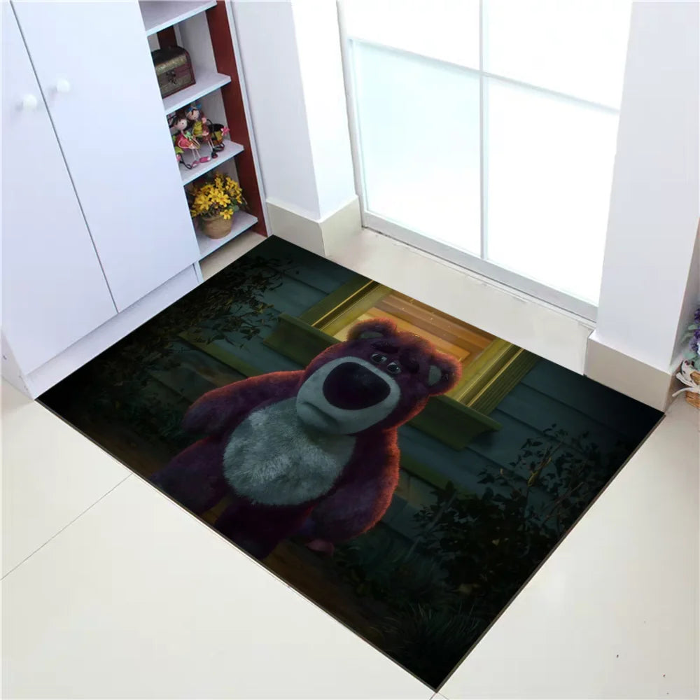 tapis moderne antidérapant personnages animés violet rose rouge vert noir