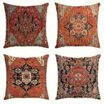 taies d'oreiller géométriques vintage rouge noir beige 45x45cm polyester adhésif decoration maison