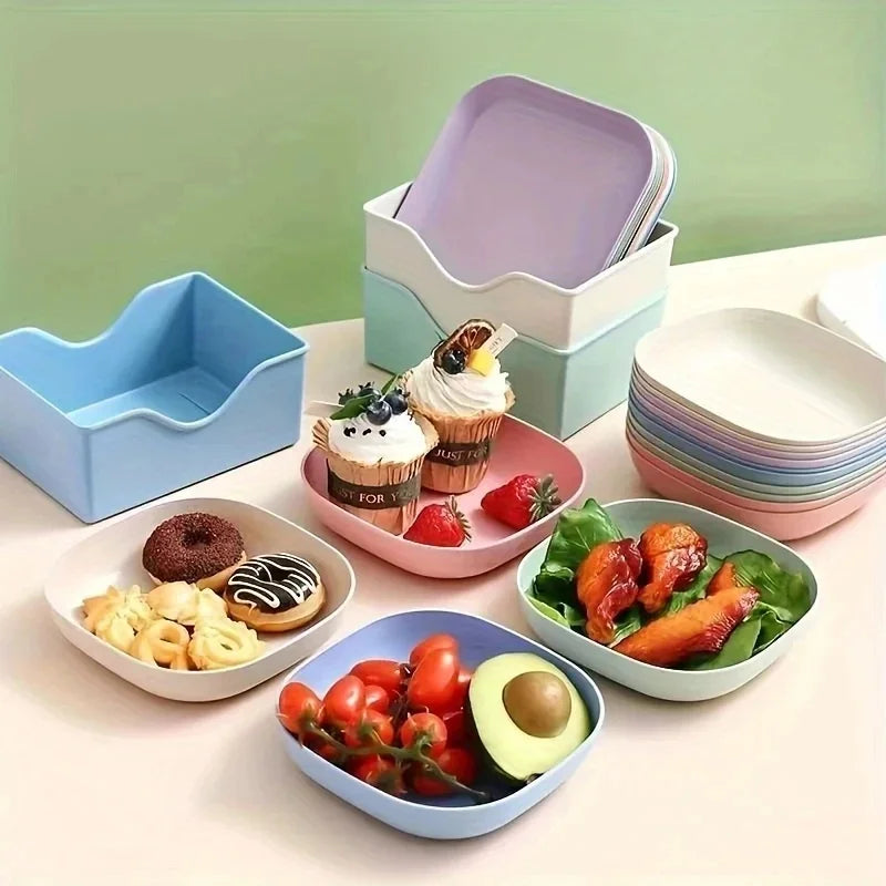 assiettes réutilisables bleu rose vert modernes empilables transparentes opaques lisses minimalistes