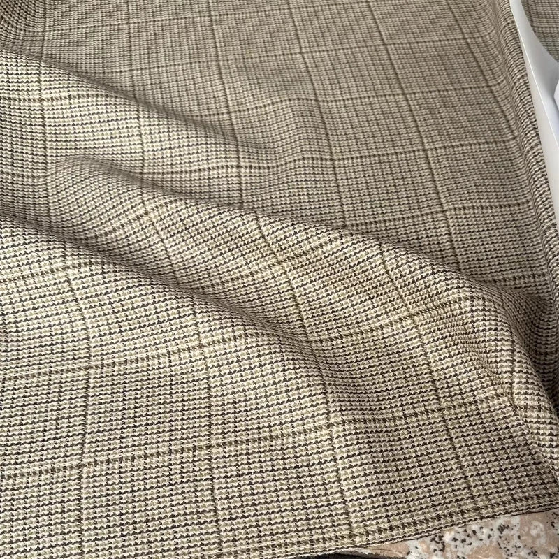 tissu laine beiges carreaux diagonaux classique 100 antiréglage opacité manuelle couture 152cm large