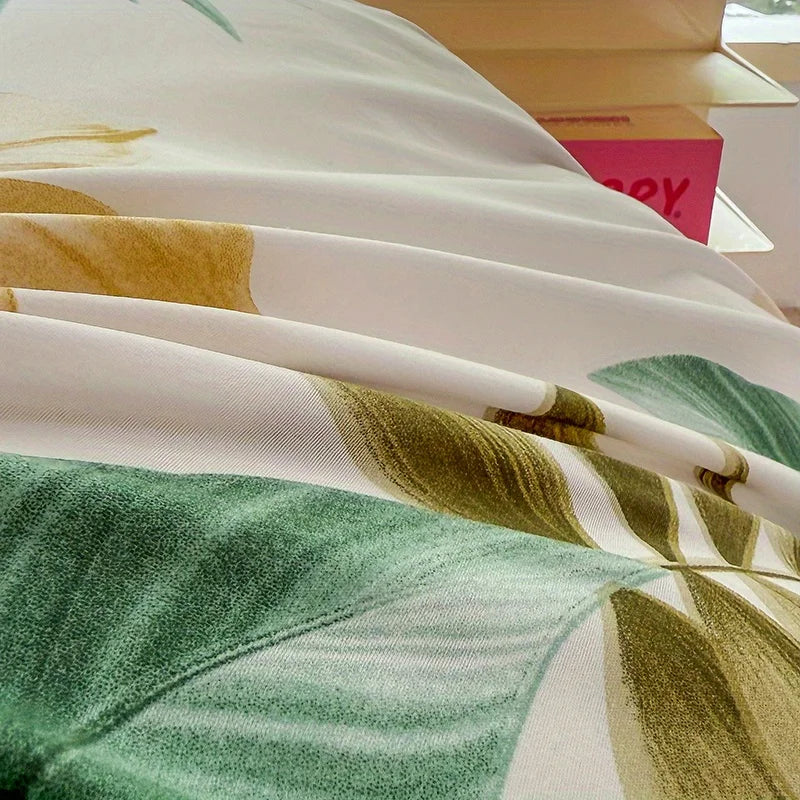 housse couette ensemble 60 pièces microfibre polyester motifs floraux blanc vert jaune rouge moderne