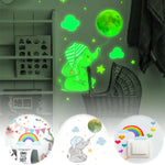 stickers muraux décoratifs enfants nuages lune étoiles arc ciel cœurs phosphorescents opaques animateurs