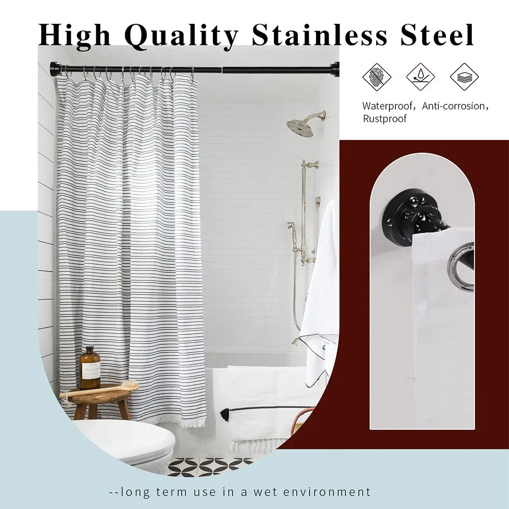 tendeur rideau douche acier inoxydable noir moderne respectueux environnement fixations différentes tailles incluses