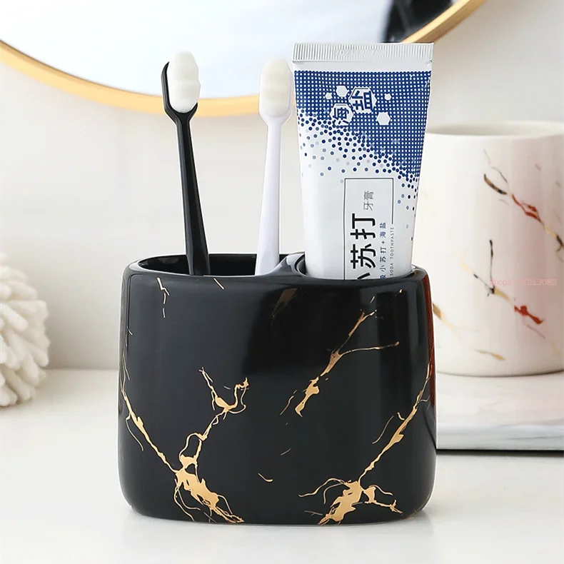 pot brosse dents marbre doré moderne vert noir blanc rouge céramique minimaliste