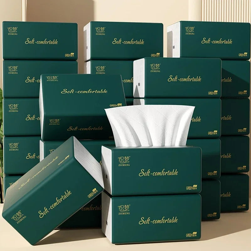 serviettes papier plis pâte bois virgine boîtes vert foncé imprimé doré soft comfortable moderne
