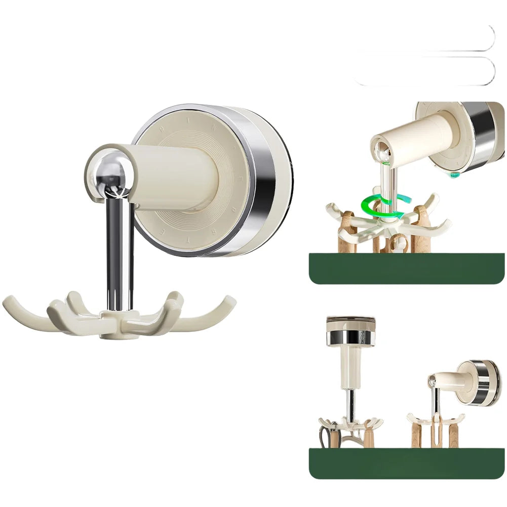 porte couteaux adhésif mural blanc chrome moderne couteaux poignées bois crochets rond lisse
