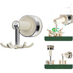 porte couteaux adhésif mural blanc chrome moderne couteaux poignées bois crochets rond lisse