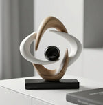 sculpture moderne résine abstraite couleur beige blanc noir ornement décoration intérieure unique minimaliste