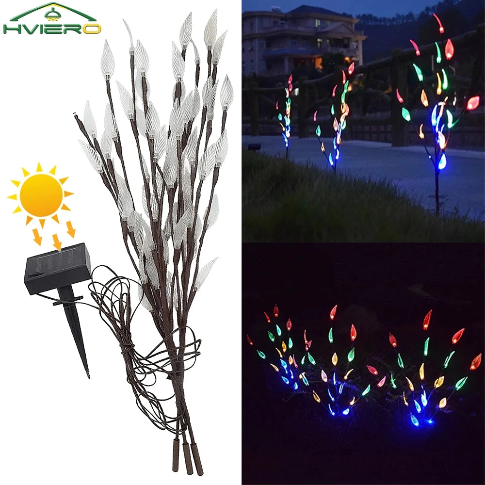 lumière solaire feuille blanche moderne jardin multicolore ip65 led étanche piquet branchée