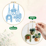 Kit broderie plantes suspendues tissu imprimé fils aiguilles cerceau instructions bohème artisanal débutants