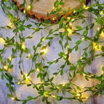feuilles vertes led guirlande decoration murale boheme 78cm 196cm 393cm 50led 100led festive