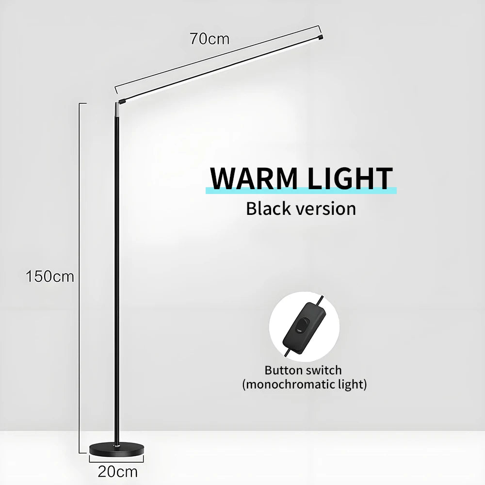 lampe sol moderne 150cm noir blanc led télécommande étude chambre salon