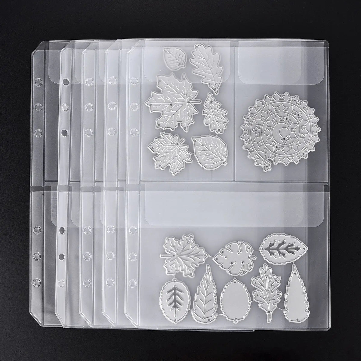 album scrapbooking pochettes transparentes anneaux métalliques rangement diy estampage modernes cartes imprimées plastique lisse