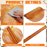 dessous plat citrouille orange automne halloween feuilles nervures réutilisable lavable transparent déco table