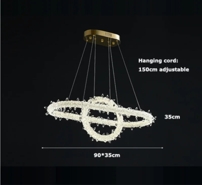 suspension lumineuse moderne cristaux blanc translucide chaînes suspendues