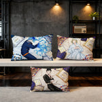 housse coussin imprimé anime personnages bleu blanc moderne double face