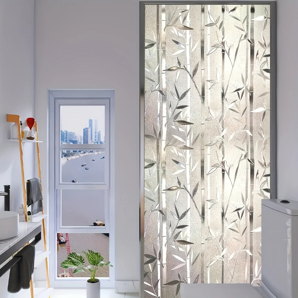 film fenêtre décoratif transparent bambou moderne adhésif protection uv isolation thermique 30x100cm 45x200cm 55x500cm