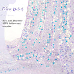 nappe festive séquins irisés transparent violet rose turquoise blanc anniversaire décoration scintillante assiettes gobelets