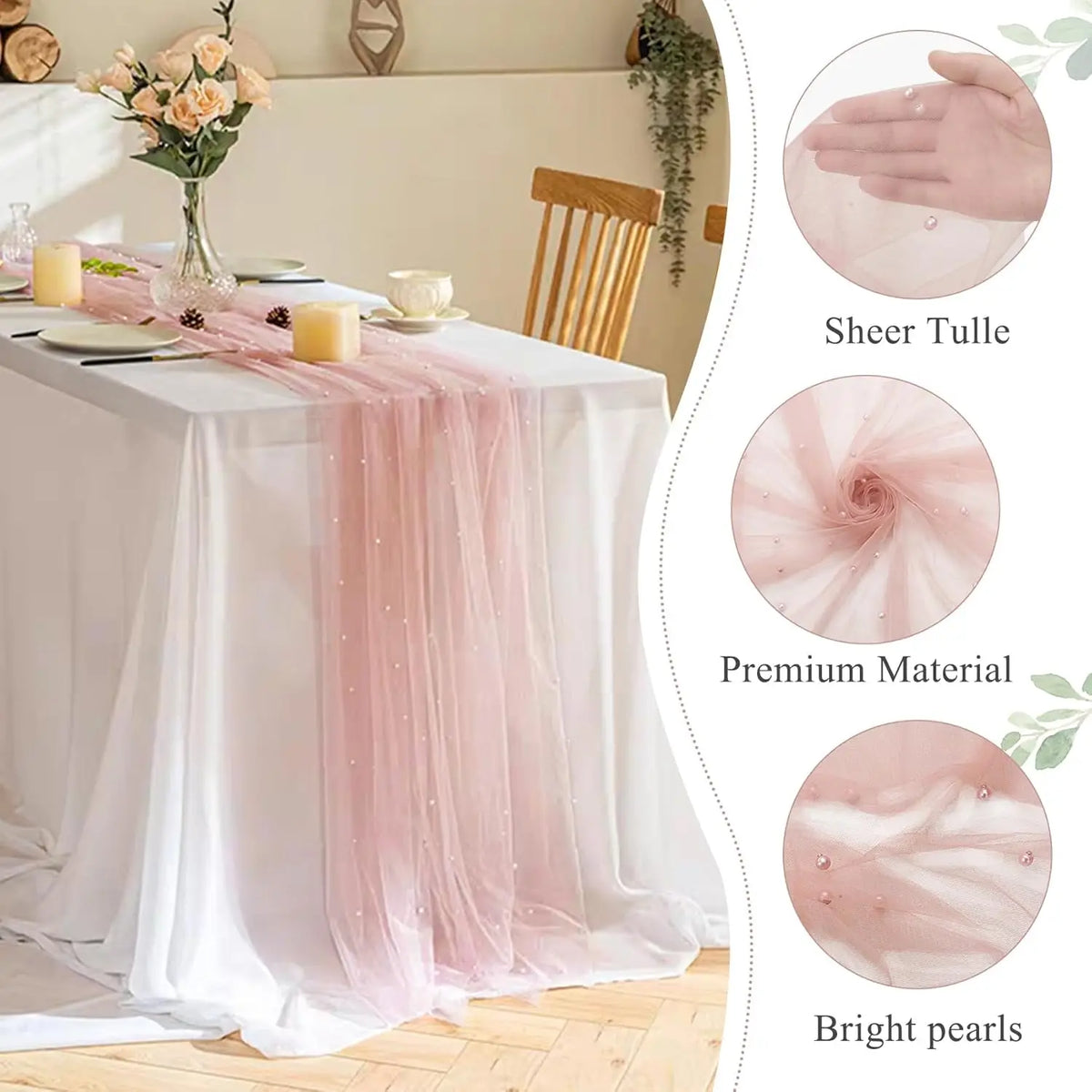 nappe tulle roses dentelle transparente bohème élégante décoration table anniversaire mariage festive