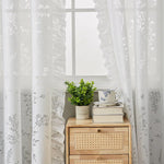 rideaux floral translucides decoration intérieure vintage tringle rideaux blanc cassé chambre moderne