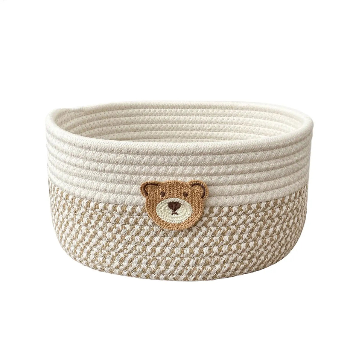 panier rangement tissé motifs géométriques beige moderne rustique jouets savon bain chambre enfants
