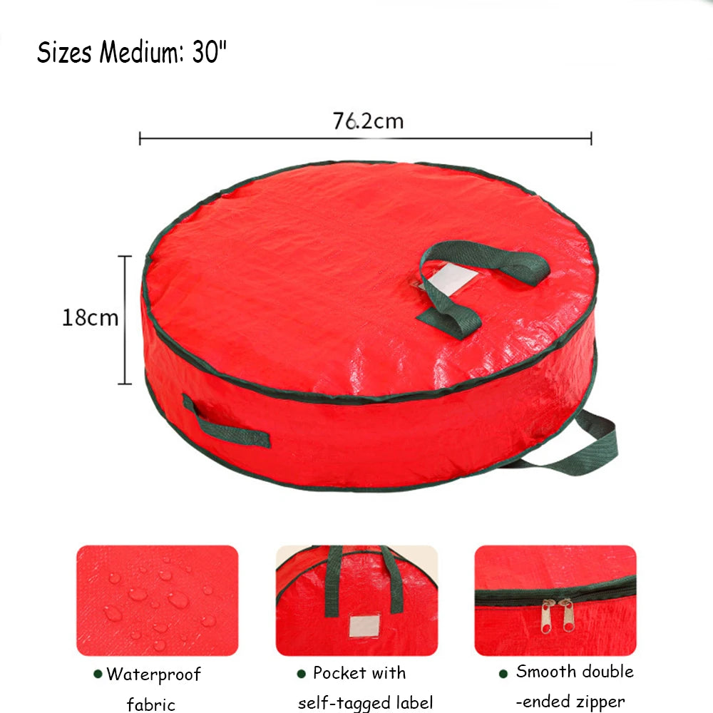 sac rangement réutilisable polyester durable respectueux environnement rangement décoration noël couronne guirlande rouge vert