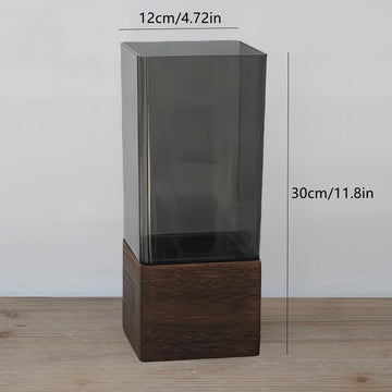 vase transparent noir moderne rectangulaire strié durable bois minimaliste 10x25cm 10x30cm 12x25cm 12x30cm