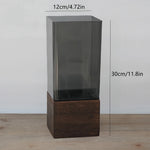vase transparent noir moderne rectangulaire strié durable bois minimaliste 10x25cm 10x30cm 12x25cm 12x30cm