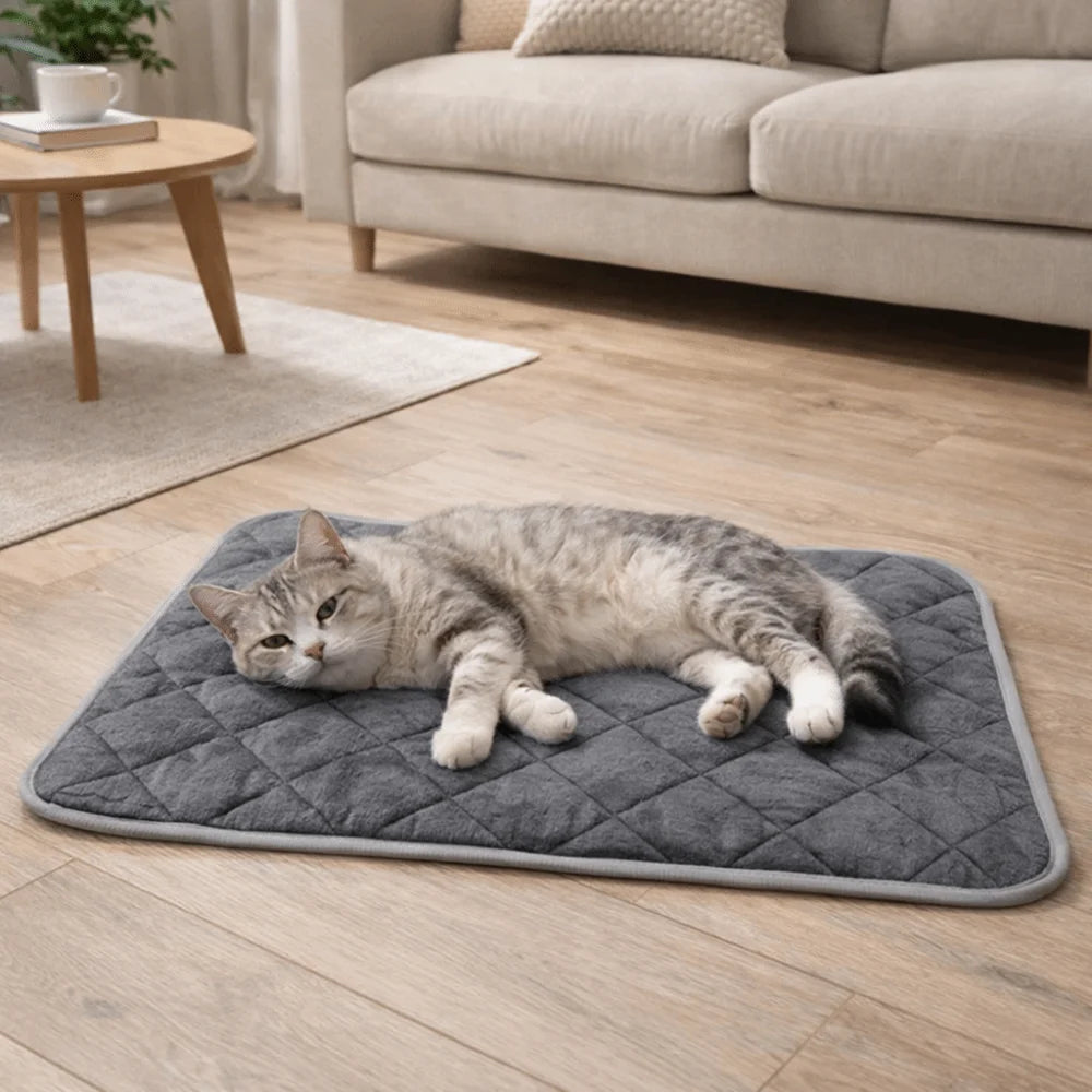 tapis lit animaux compagnie imperméable coton quilt losanges gris moderne confortable