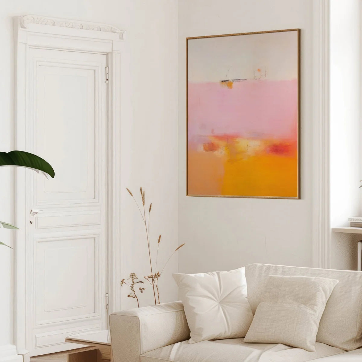 affiche abstraite rose orange toile moderne décoration salon chambre 30x40cm 40x60cm 50x70cm sans cadre