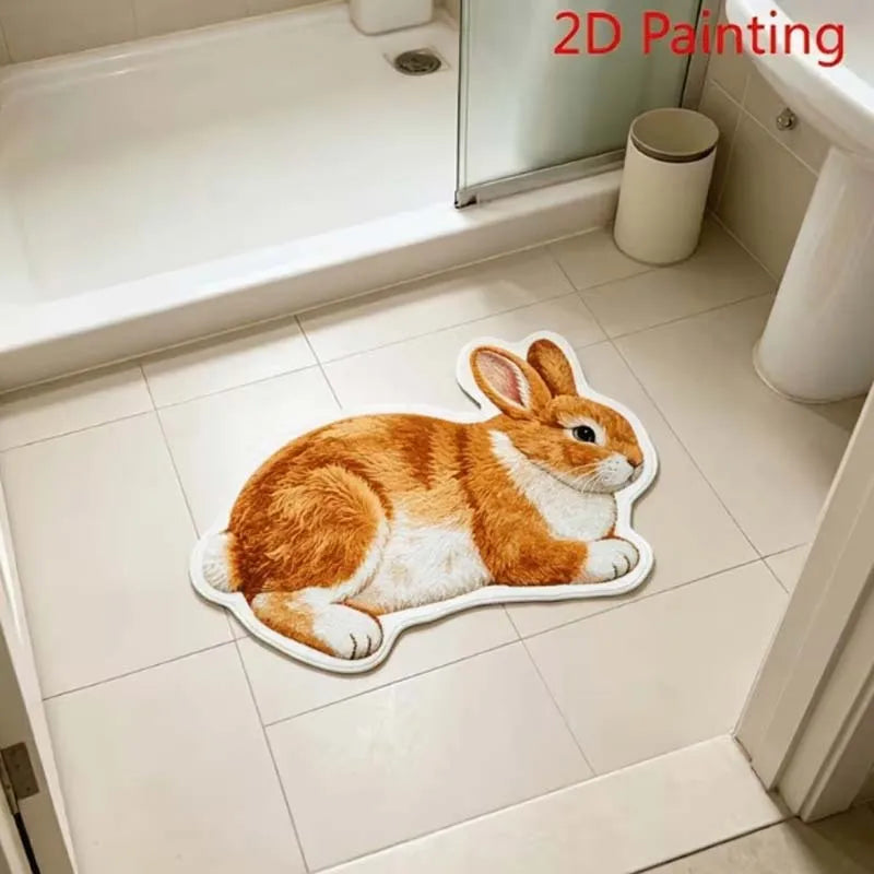 tapis forme lapin moderne doux marron clair blanc antidérapant salon chambre