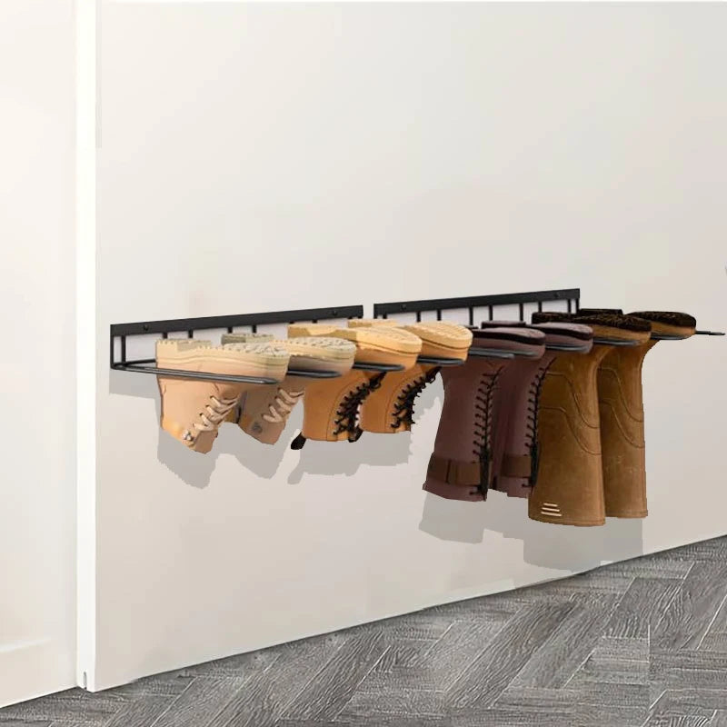 organisateur bottes mural moderne fixations vis acier robuste rangement chaussures utilitaire multifonctionnel