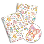 papier cadeau dessins animés ours lapins chats blanc noir rose clair beige