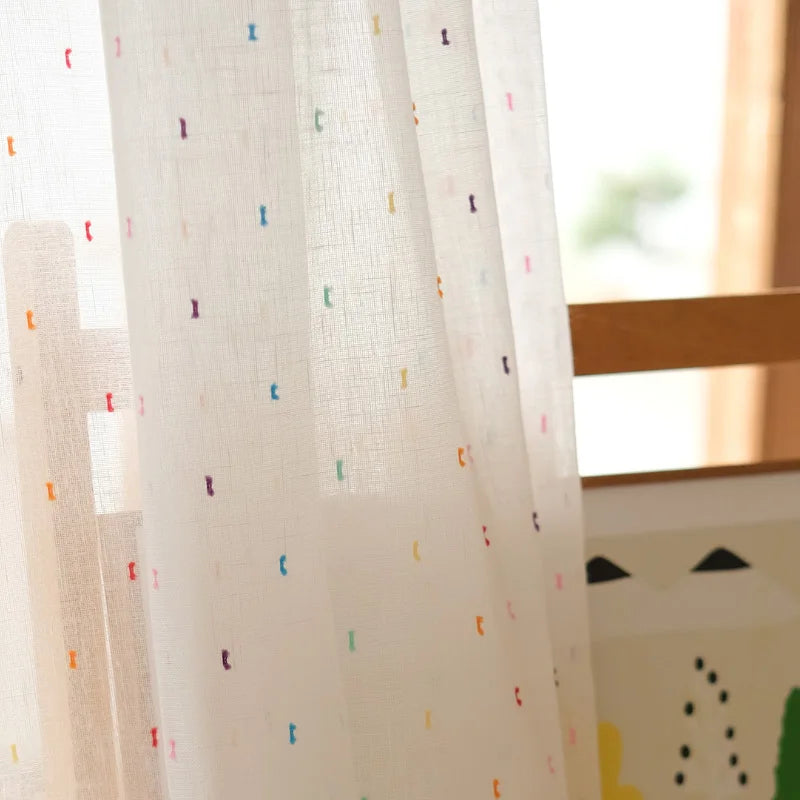 rideau polyester translucide motifs colorés moderne minimaliste maison