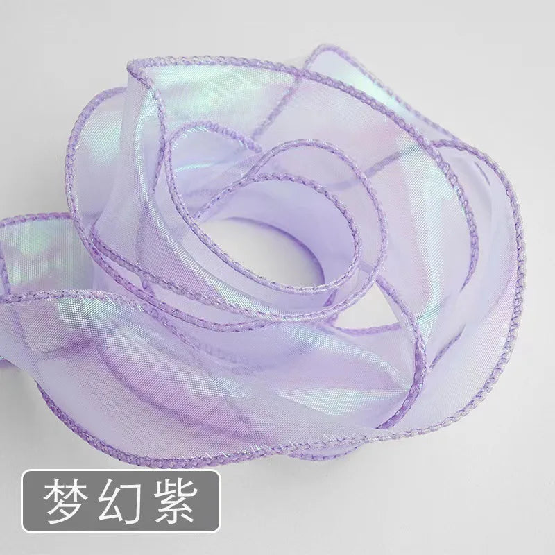 rubans organza holographiques rose jaune vert bleu blanc modernes élégants décoration emballage fêtes