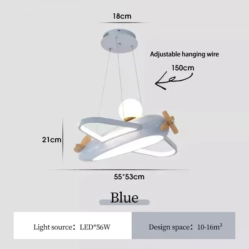 lampe suspendue avion forme moderne enfant blanche brun chaînes led salon chambre